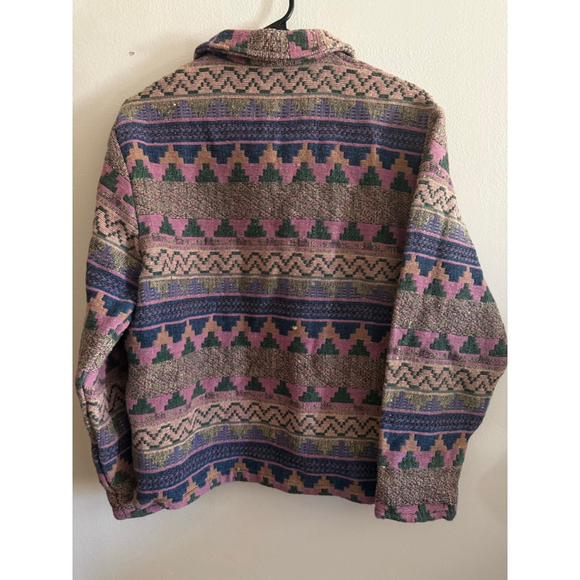 Women's NEW IDENTITY Pink Blue Patterned Vintage Style Full Zip Jacket L - Picture 4 of 4